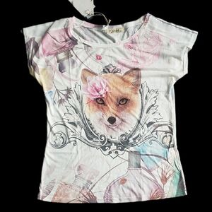 Fox Graphic T-Shirt Bejeweled - Festival/ Cottage GUC Medium #FoxyGlitzyWow